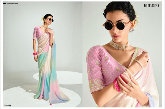 Pastel Ombre Saree with Pink Blouse