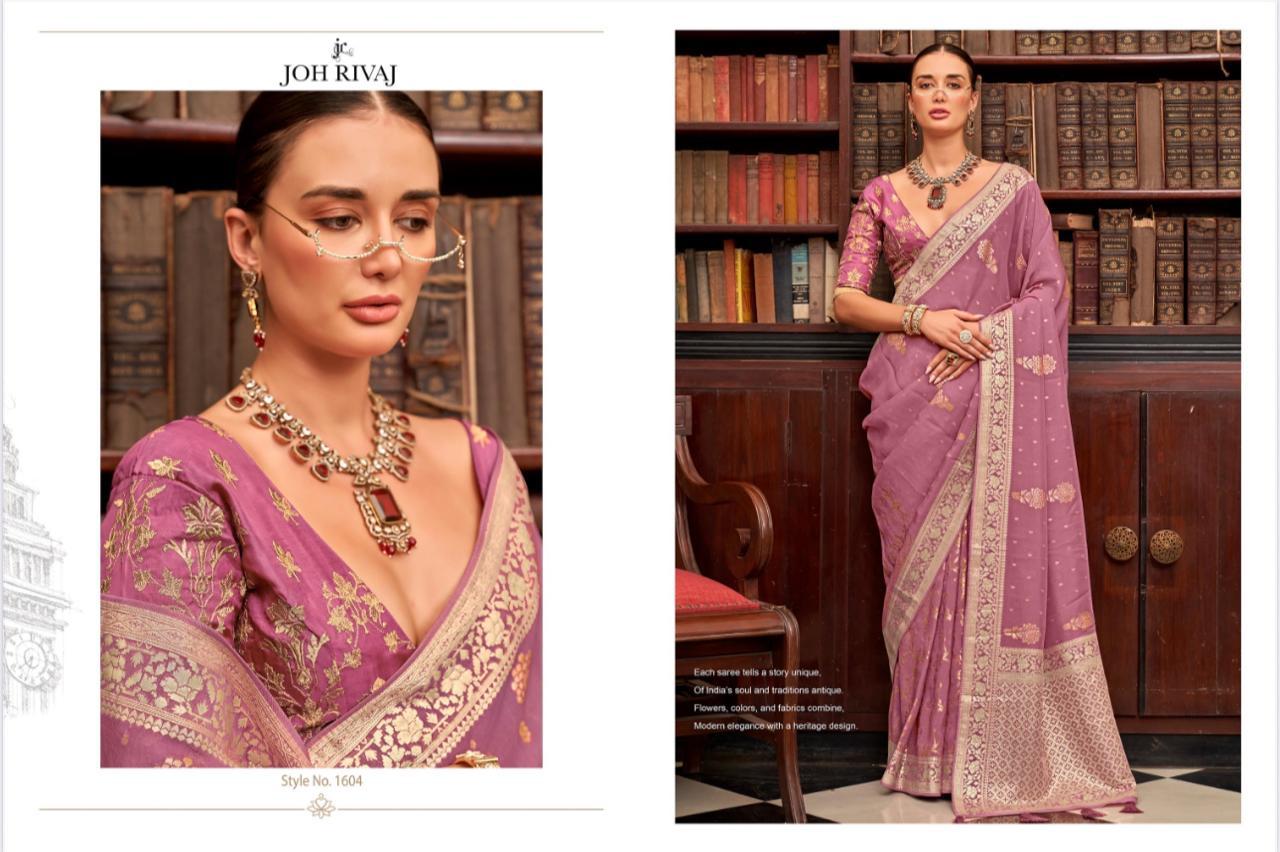 Lavender Banarasi Silk Saree with Zari Work